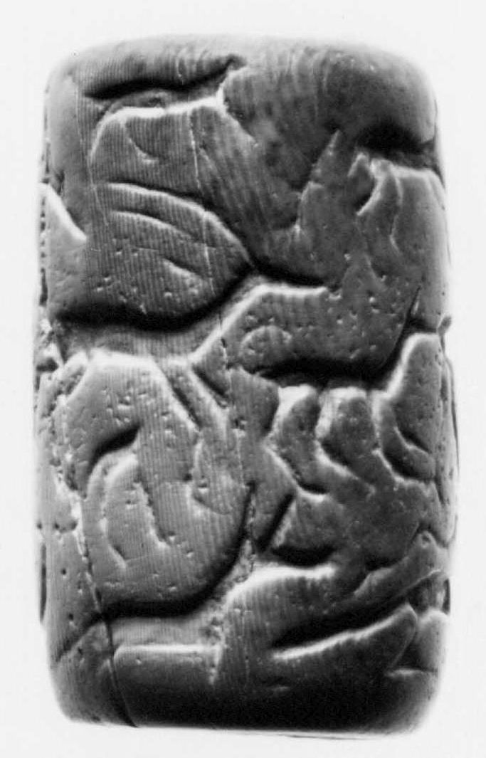 Rollsiegel mit Vögeln, Gazelle, Hund und Krokodil; Abrollung