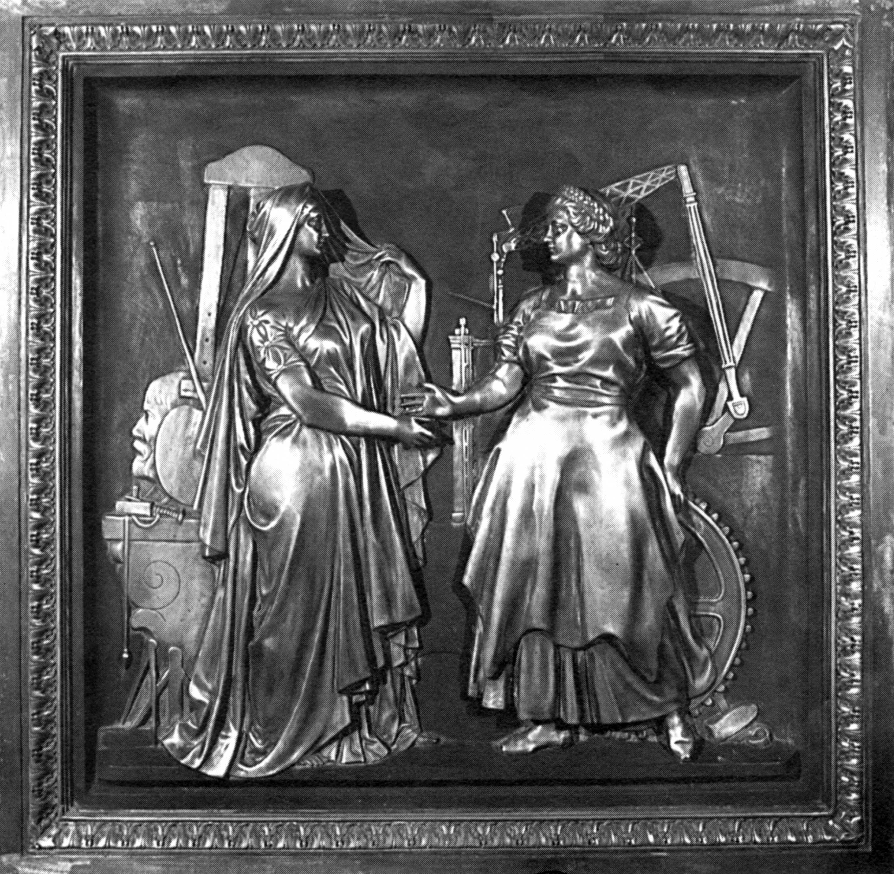 Allegorie der Industrie durch die Kunst entschleiert, vom Beuth-Denkmal