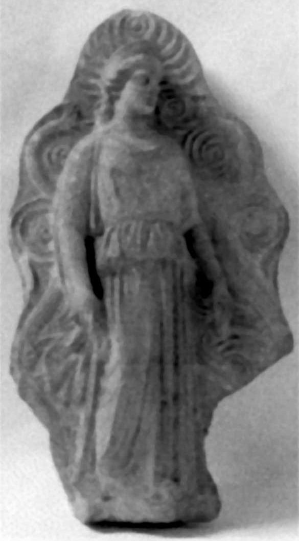 Acroterion depicting a Girl framed by Tendril Ornament