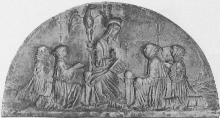 Johannes der Evangelist segnet Mitglieder seiner Bruderschaft