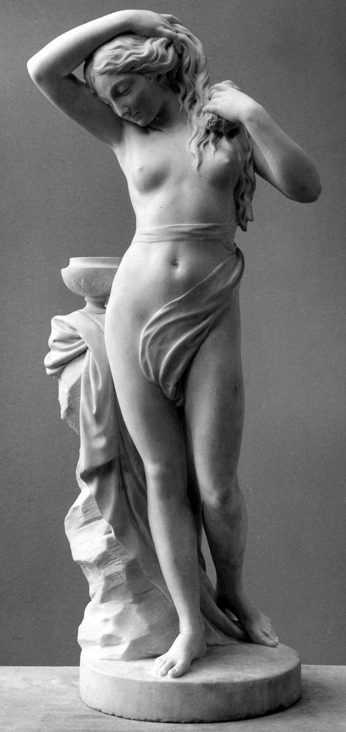 Badende Frau mit Schwamm